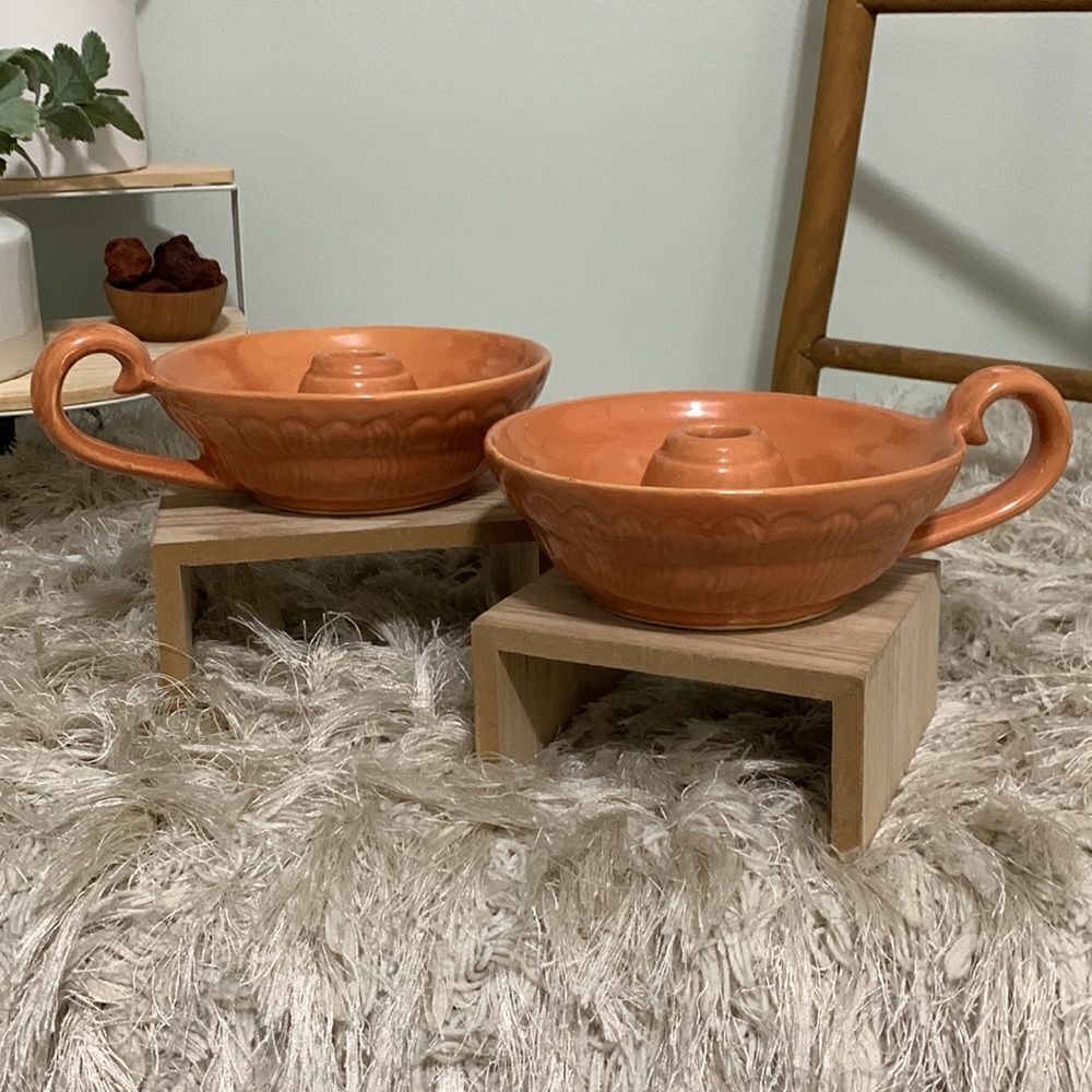 Shawnee Pottery Candleholders Vintage Pair